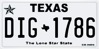 TX license plate DIG1786