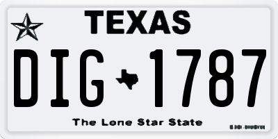TX license plate DIG1787