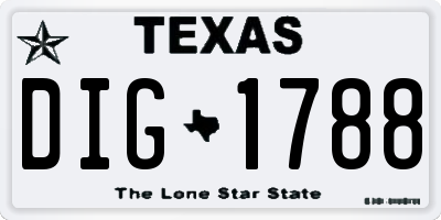 TX license plate DIG1788