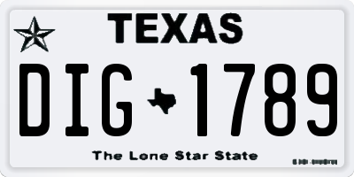TX license plate DIG1789