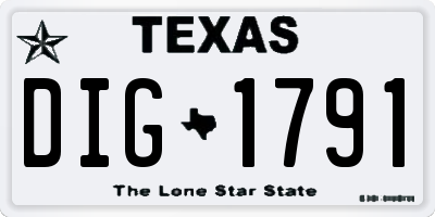 TX license plate DIG1791