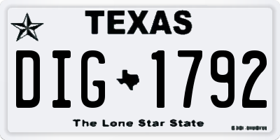 TX license plate DIG1792