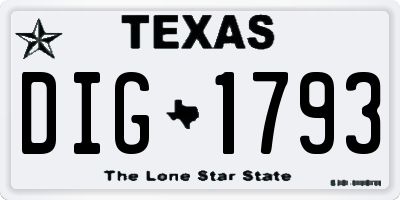 TX license plate DIG1793