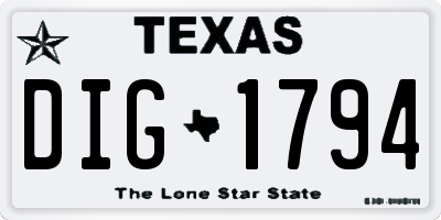 TX license plate DIG1794