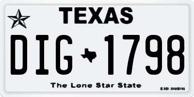 TX license plate DIG1798