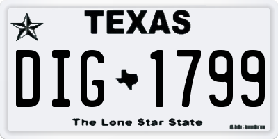 TX license plate DIG1799