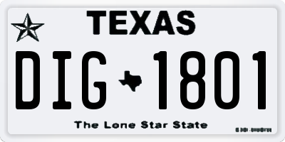 TX license plate DIG1801