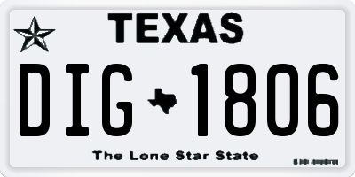 TX license plate DIG1806