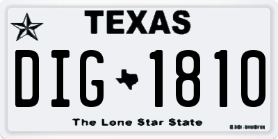 TX license plate DIG1810