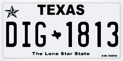 TX license plate DIG1813