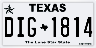 TX license plate DIG1814