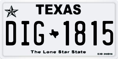 TX license plate DIG1815