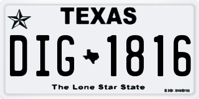 TX license plate DIG1816