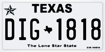 TX license plate DIG1818