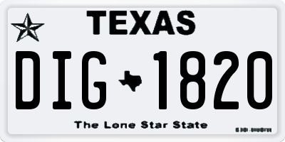TX license plate DIG1820