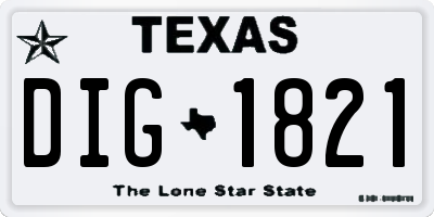 TX license plate DIG1821