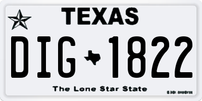 TX license plate DIG1822