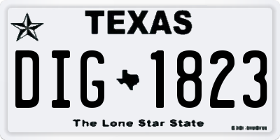 TX license plate DIG1823
