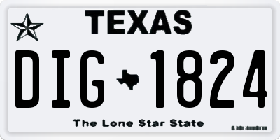 TX license plate DIG1824