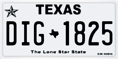 TX license plate DIG1825
