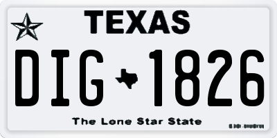 TX license plate DIG1826