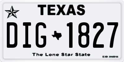 TX license plate DIG1827