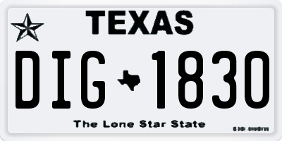 TX license plate DIG1830