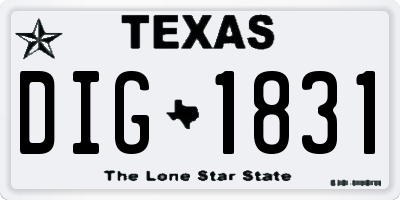 TX license plate DIG1831