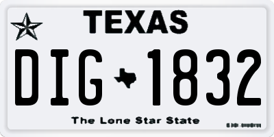 TX license plate DIG1832