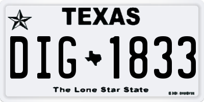 TX license plate DIG1833