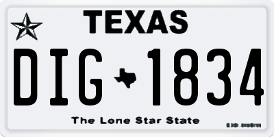 TX license plate DIG1834