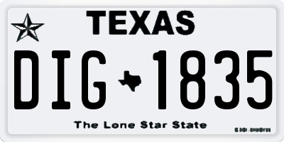 TX license plate DIG1835