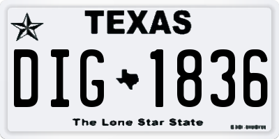 TX license plate DIG1836