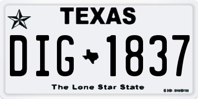 TX license plate DIG1837