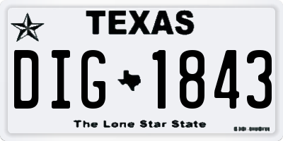 TX license plate DIG1843