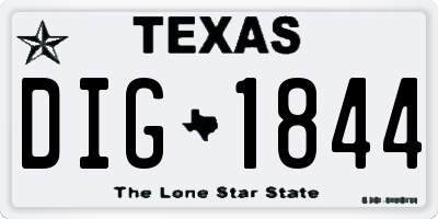 TX license plate DIG1844