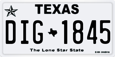 TX license plate DIG1845