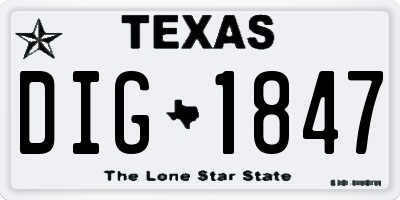 TX license plate DIG1847