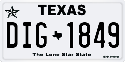 TX license plate DIG1849