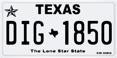 TX license plate DIG1850