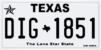 TX license plate DIG1851