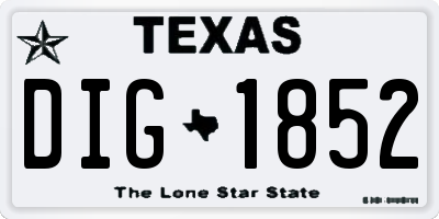 TX license plate DIG1852
