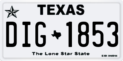TX license plate DIG1853