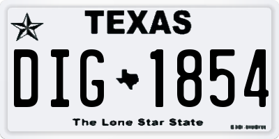 TX license plate DIG1854