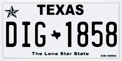 TX license plate DIG1858
