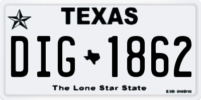 TX license plate DIG1862
