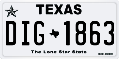 TX license plate DIG1863