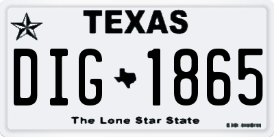 TX license plate DIG1865