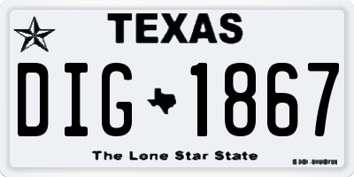 TX license plate DIG1867