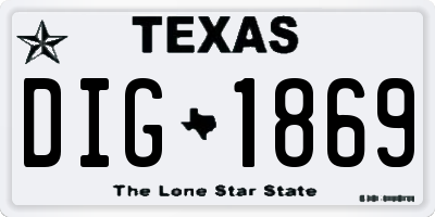 TX license plate DIG1869
